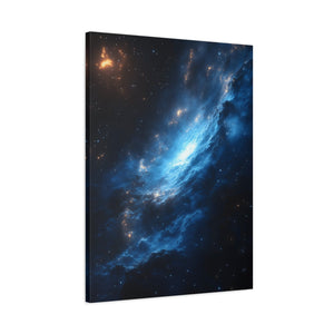 Cosmic Canvas Wall Art, Galaxy Decor, Space Home Decoration, Blue Nebula Print, Stretched Artwork for Bedroom