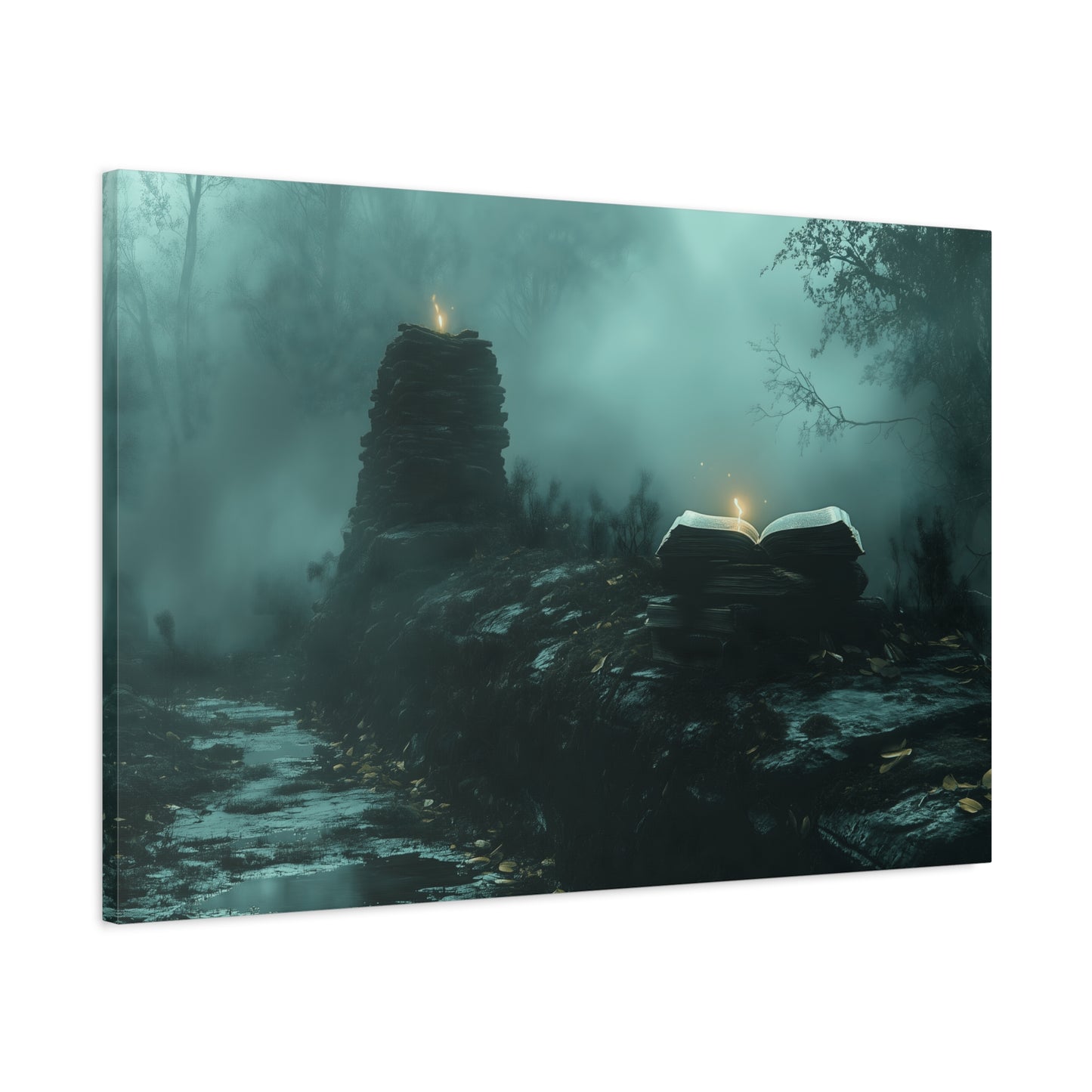 Mystical Book Canvas Art, Enigmatic Wall Decor, Fantasy Themed Home Decor, Gift for Book Lovers, Unique Art Piece, Wall Art for Halloween