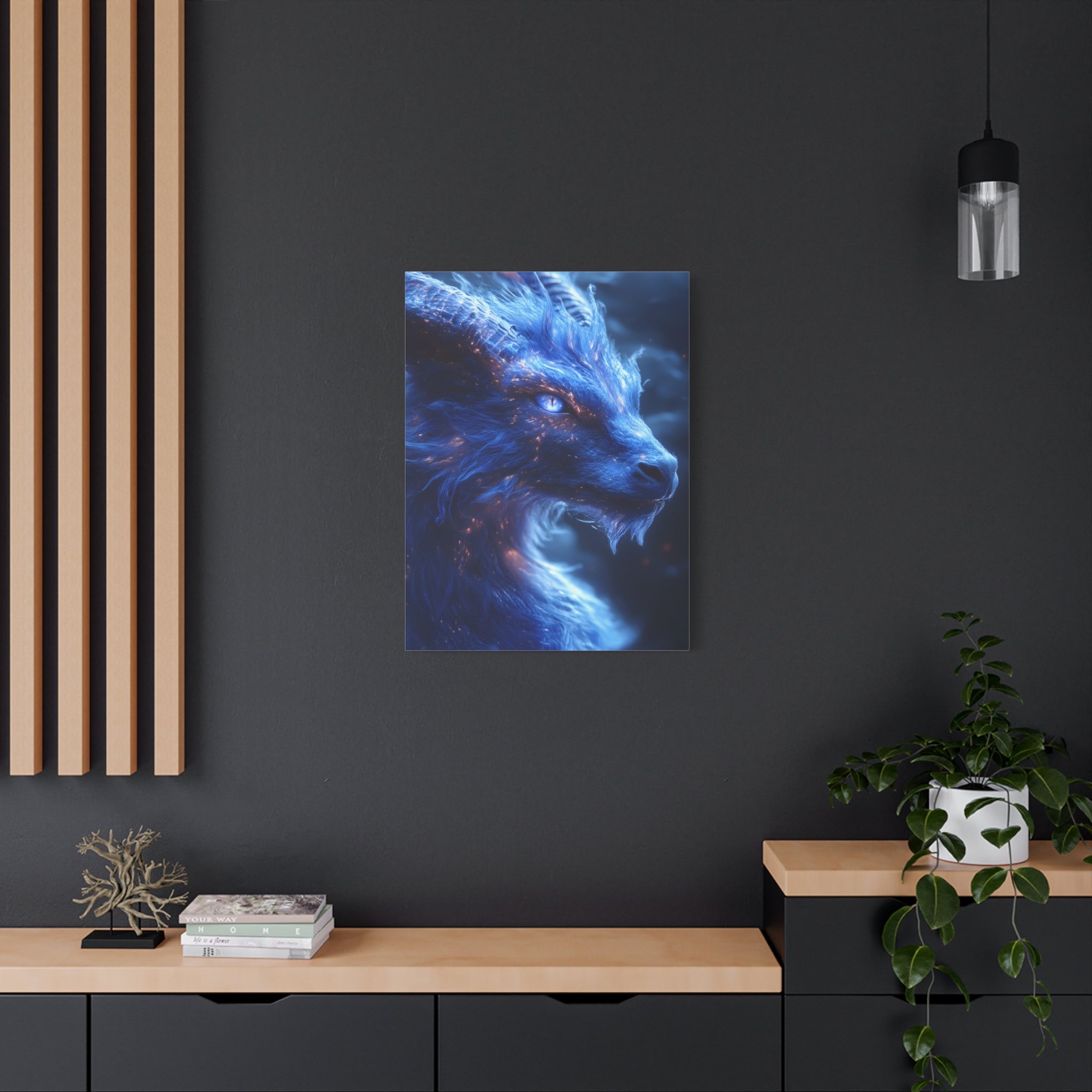 Mystical Creature Canvas Print, Dragon Wall Art, Fantasy Home Decor, Unique Gifting, Gothic Art Piece, Bedroom Aesthetic