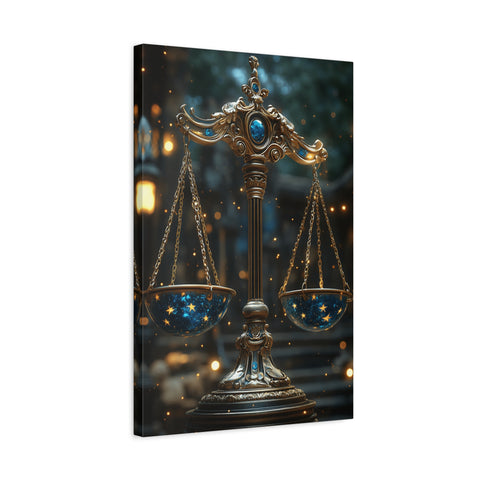 Celestial Scales Canvas Art, Starry Balance Wall Decor, Astrology Gift, Cosmo Home Decor, Spiritual Artwork, Zodiac Decoration