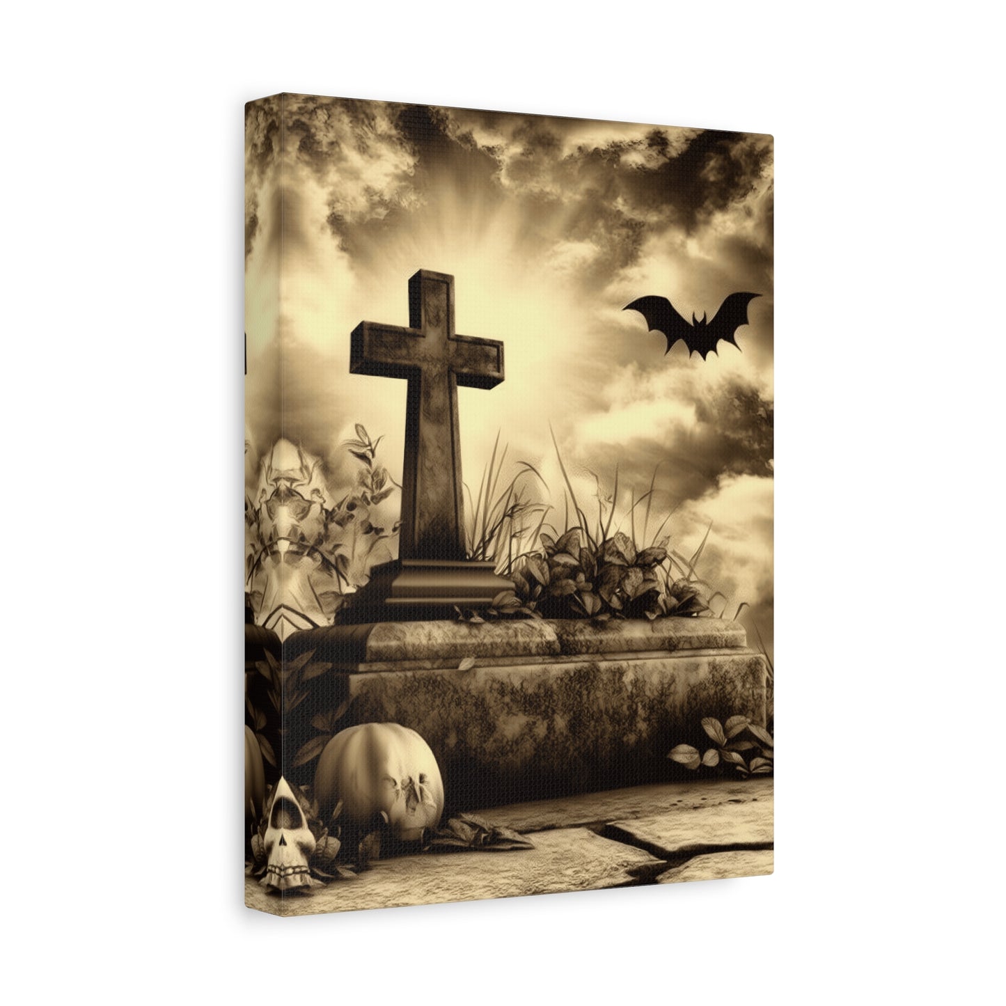 Gothic Halloween Wall Art, Perfect for Home Decor, Spooky Aesthetic, Graveyard Scene, Autumn Decor, Haunted House
