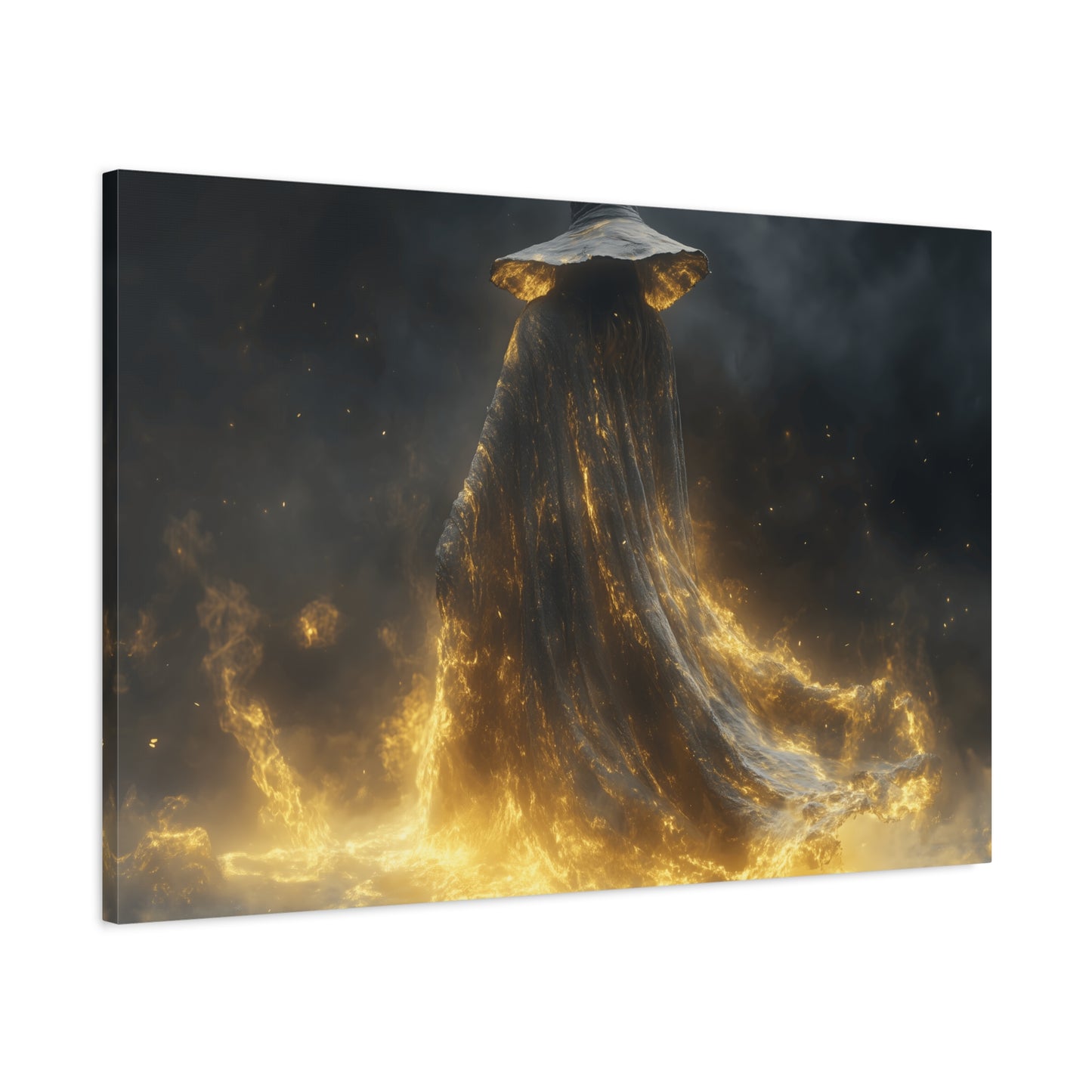 Canvas Wall Art, Fantasy Decor, Wizard Artwork, Fire Theme, Mystical Home Accent