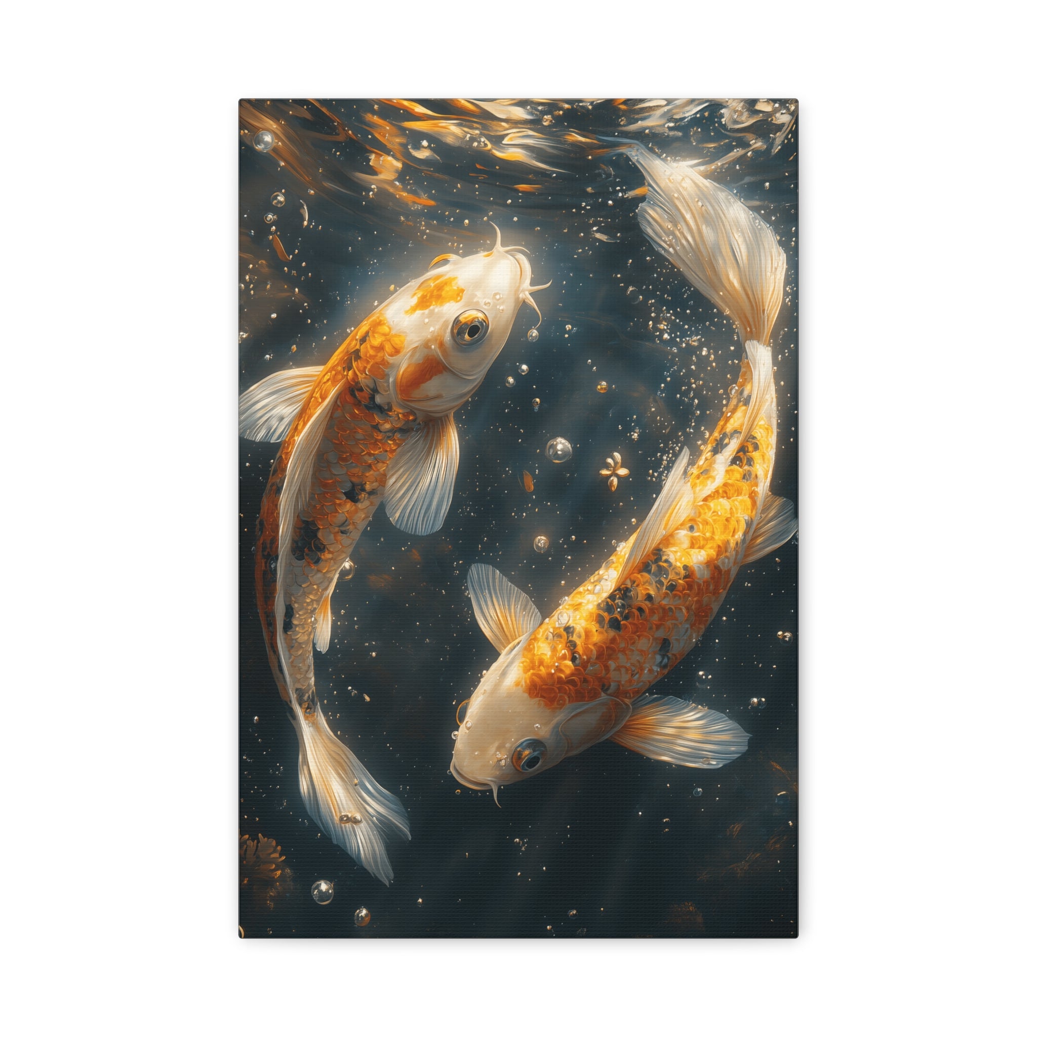 Serene Koi Canvas Print, Aquatic Art, Home Decor, Meditation Gift, Nature Wall Art, Zen Decor, Fish Artwork