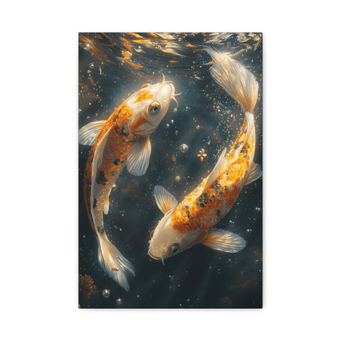 Serene Koi Canvas Print, Aquatic Art, Home Decor, Meditation Gift, Nature Wall Art, Zen Decor, Fish Artwork