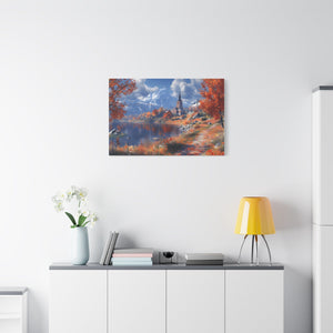 Autumn Landscape Canvas Art, Fall Wall Decor, Nature Artwork, Home Decoration, Seasonal Gift, Scenic Painting