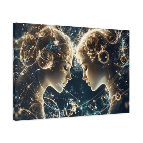 Celestial Gemini Canvas Print, Cosmic Art, Home Decor, Gift for Her, Astrology Wall Art, Unique Artwork, Gallery Wall