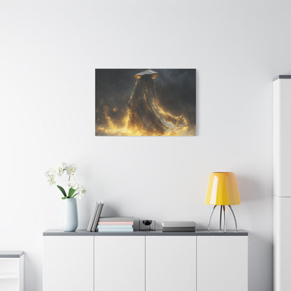 Canvas Wall Art, Fantasy Decor, Wizard Artwork, Fire Theme, Mystical Home Accent