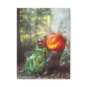 Spooky Halloween Canvas Art, Halloween Decor, Wall Art, Frightening Artwork, Fall Decorations, Pumpkin Queen