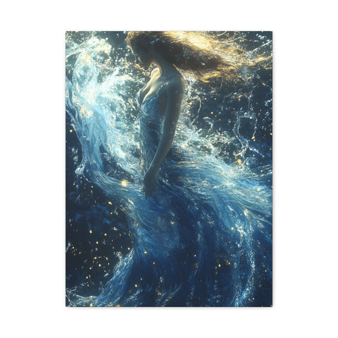 Canvas Wall Art - Mystical Water Goddess, Ethereal Decor for Home, Unique Gift for Art Lovers, Nautical Theme, Ocean Inspired