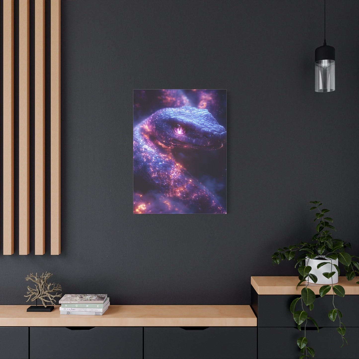 Cosmic Creature Canvas Art, Wall Decor, Home Gallery, Unique Gift, Space-Inspired Art, Mystic Snake Print