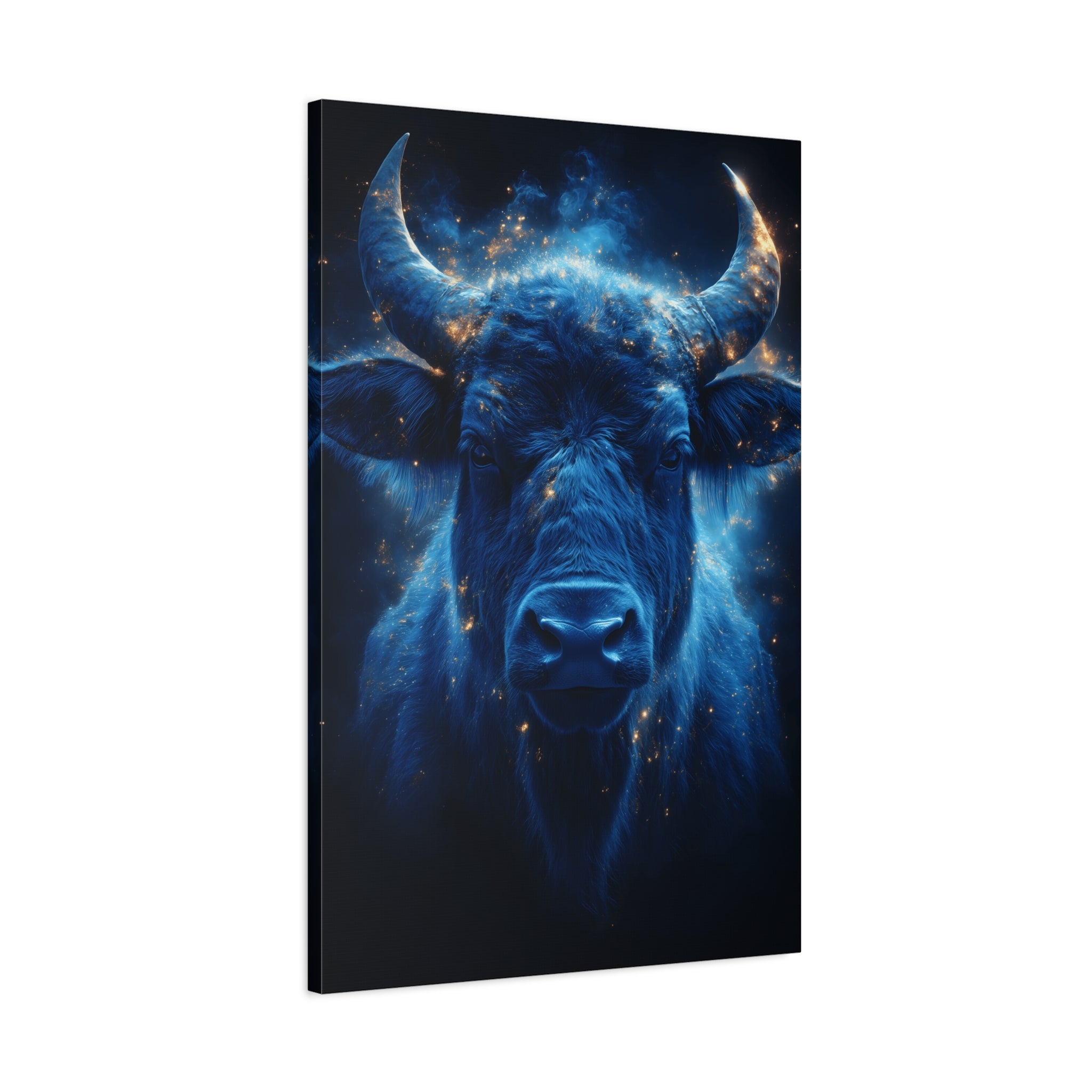 Cosmic Bull Canvas Art, Vibrant Wall Decor, Farmhouse Chic, Gift for Animal Lovers, Unique Home Accent, Astrology Inspired