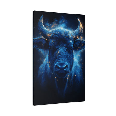 Cosmic Bull Canvas Art, Vibrant Wall Decor, Farmhouse Chic, Gift for Animal Lovers, Unique Home Accent, Astrology Inspired