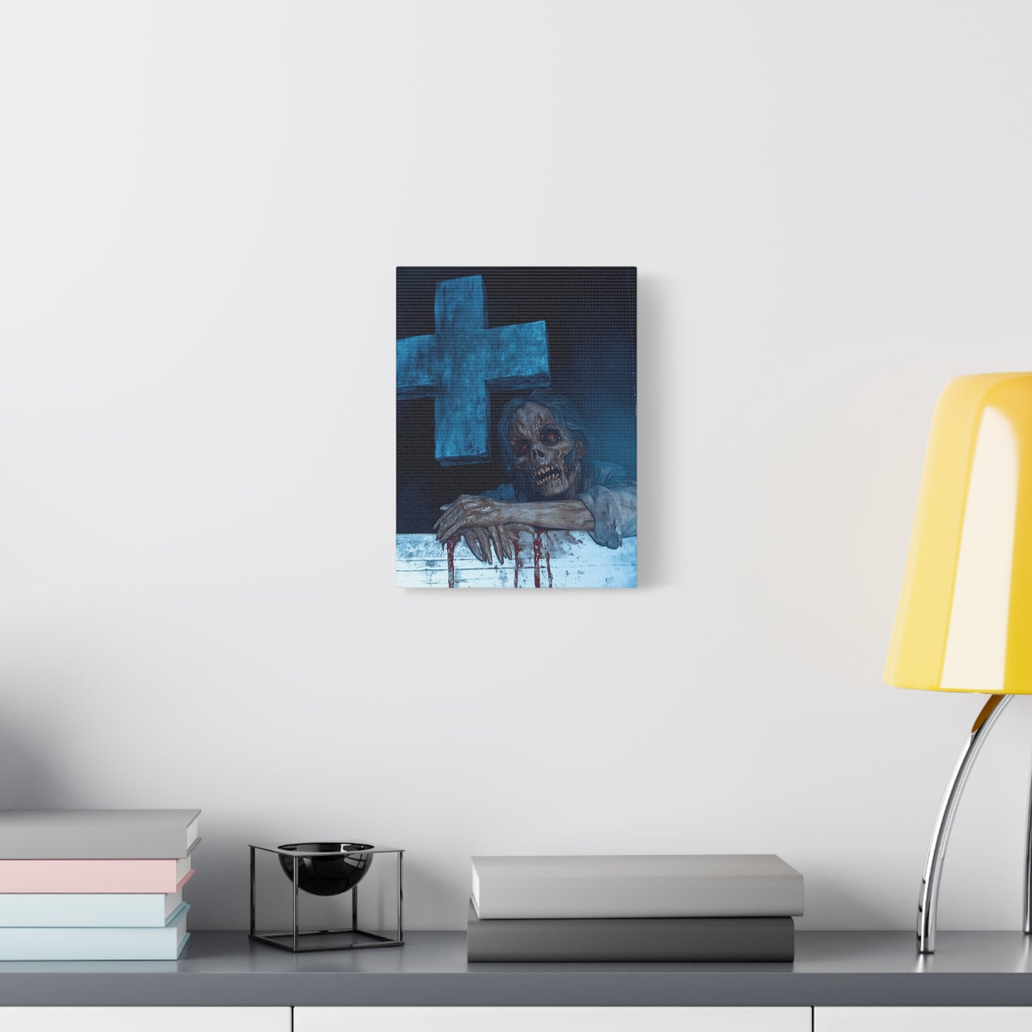 Macabre Zombie Wall Art Canvas, Horror Home Decor, Spooky Room Decoration, Unique Halloween Gift, Creepy Artwork for Living Room