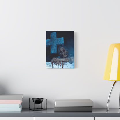 Macabre Zombie Wall Art Canvas, Horror Home Decor, Spooky Room Decoration, Unique Halloween Gift, Creepy Artwork for Living Room