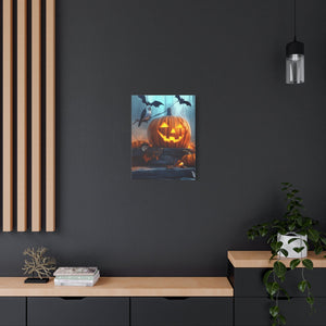 Halloween Canvas Art, Spooky Pumpkin Wall Decor, Fall Home Décor, Autumn Decoration, Bat and Crow Illustration