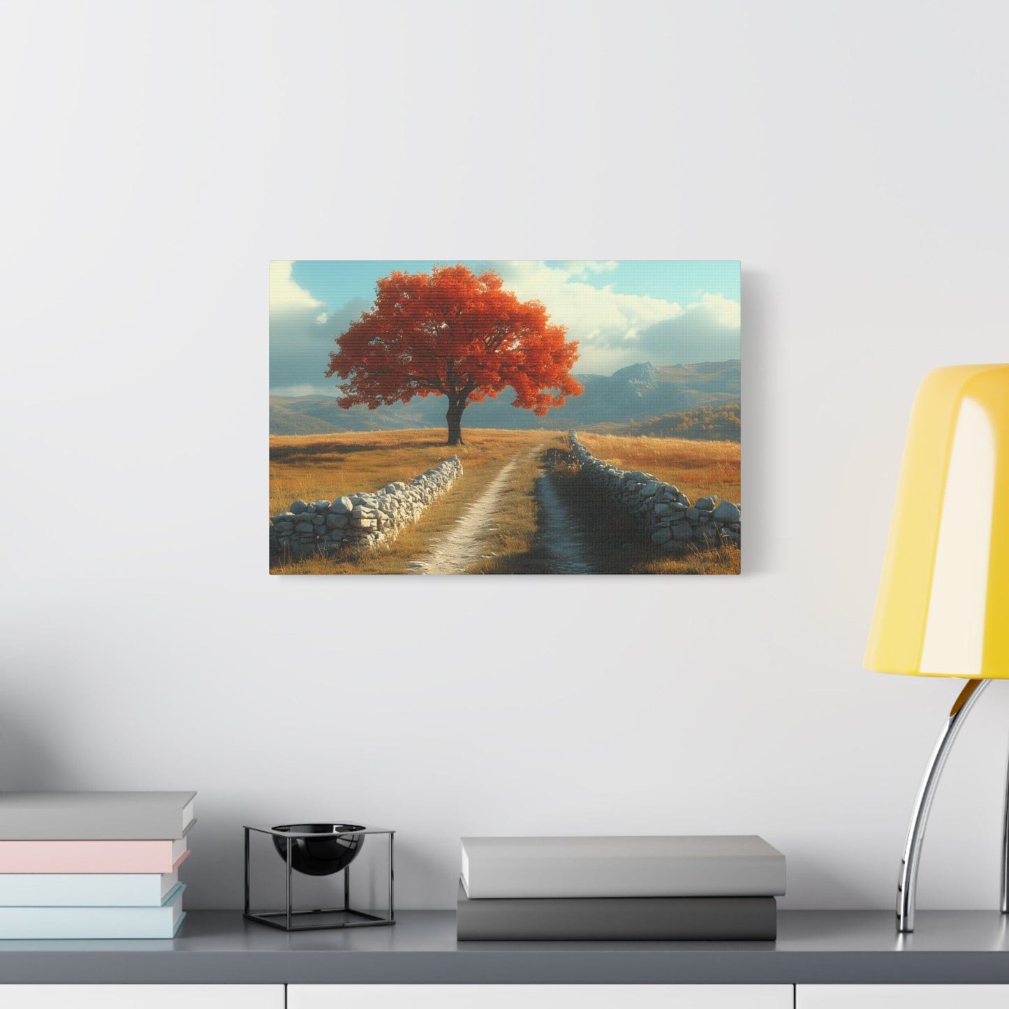 Vibrant Landscape Canvas Art, Nature Wall Decor, Red Tree Print, Home Decor, Gift for Nature Lovers