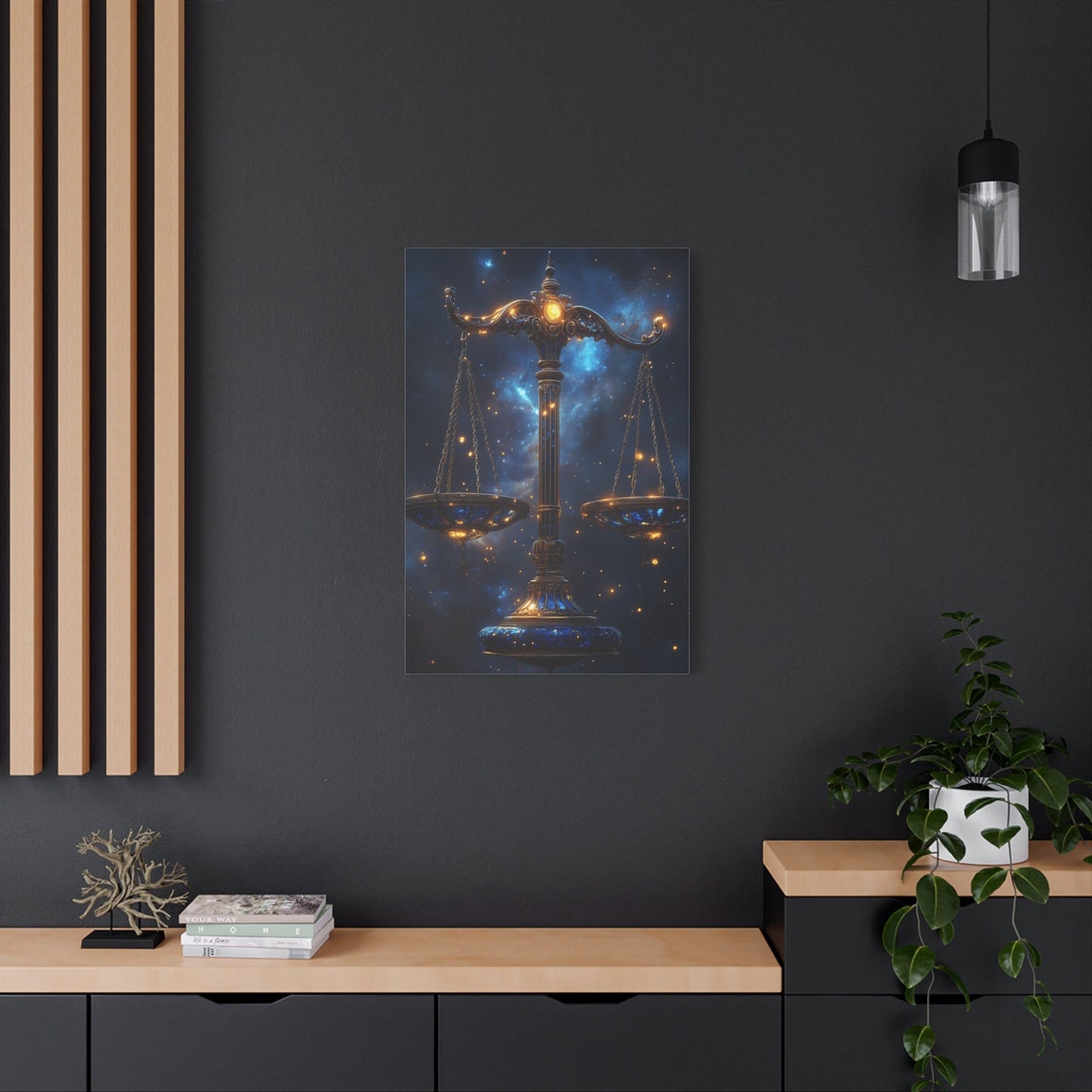 Cosmic Balance Canvas Art Print | Astrology Decor, Starry Wall Art, Home Decoration, Gift for Zodiac Lovers, Scales Artwork