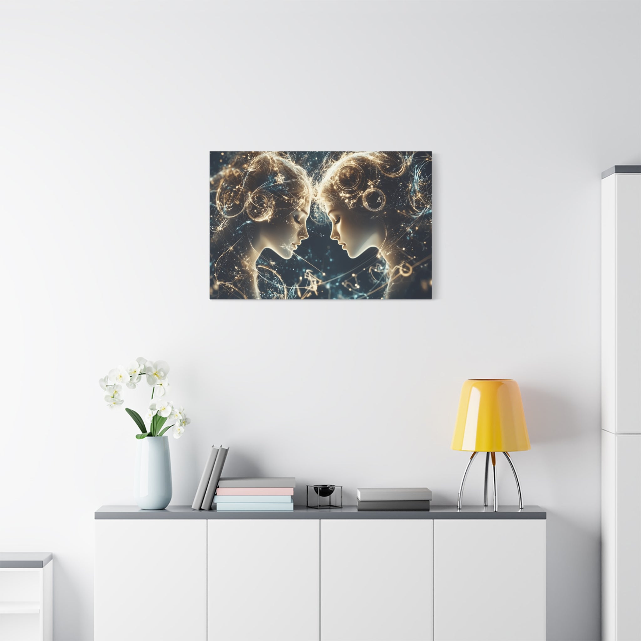 Celestial Gemini Canvas Print, Cosmic Art, Home Decor, Gift for Her, Astrology Wall Art, Unique Artwork, Gallery Wall