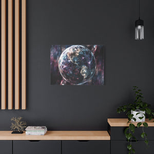 Stretched Canvas Wall Art, Cosmic Earth Design, Home Decor, Modern Art, Gift for Space Lovers, Galaxy Artwork