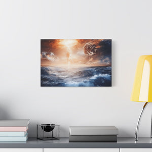 Stretched Canvas Art Print, Cosmic Waves, Space Decor, Modern Wall Art, Galactic Home Decor, Dreamy Ocean Art