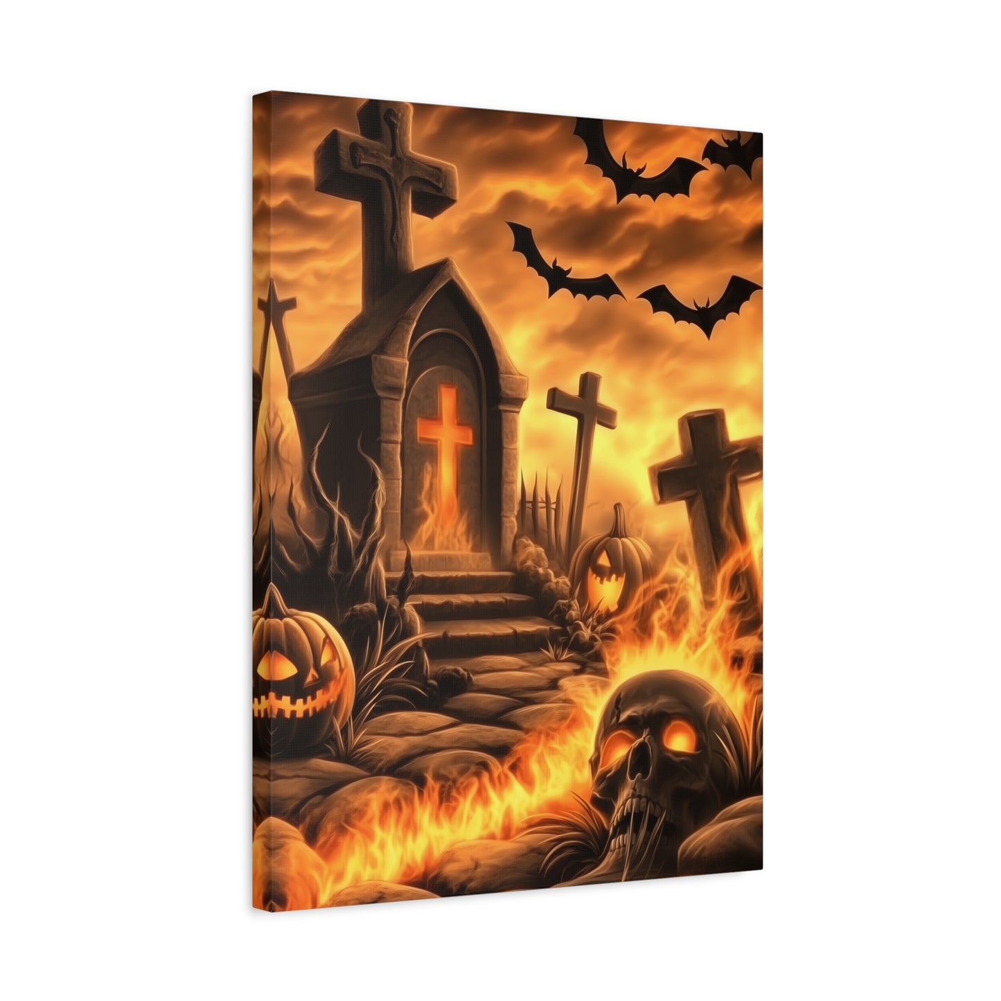 Gothic Halloween Art Print, Spooky Wall Decor, Haunted House Canvas, Autumn Home Decor, Gothic Artwork for Halloween