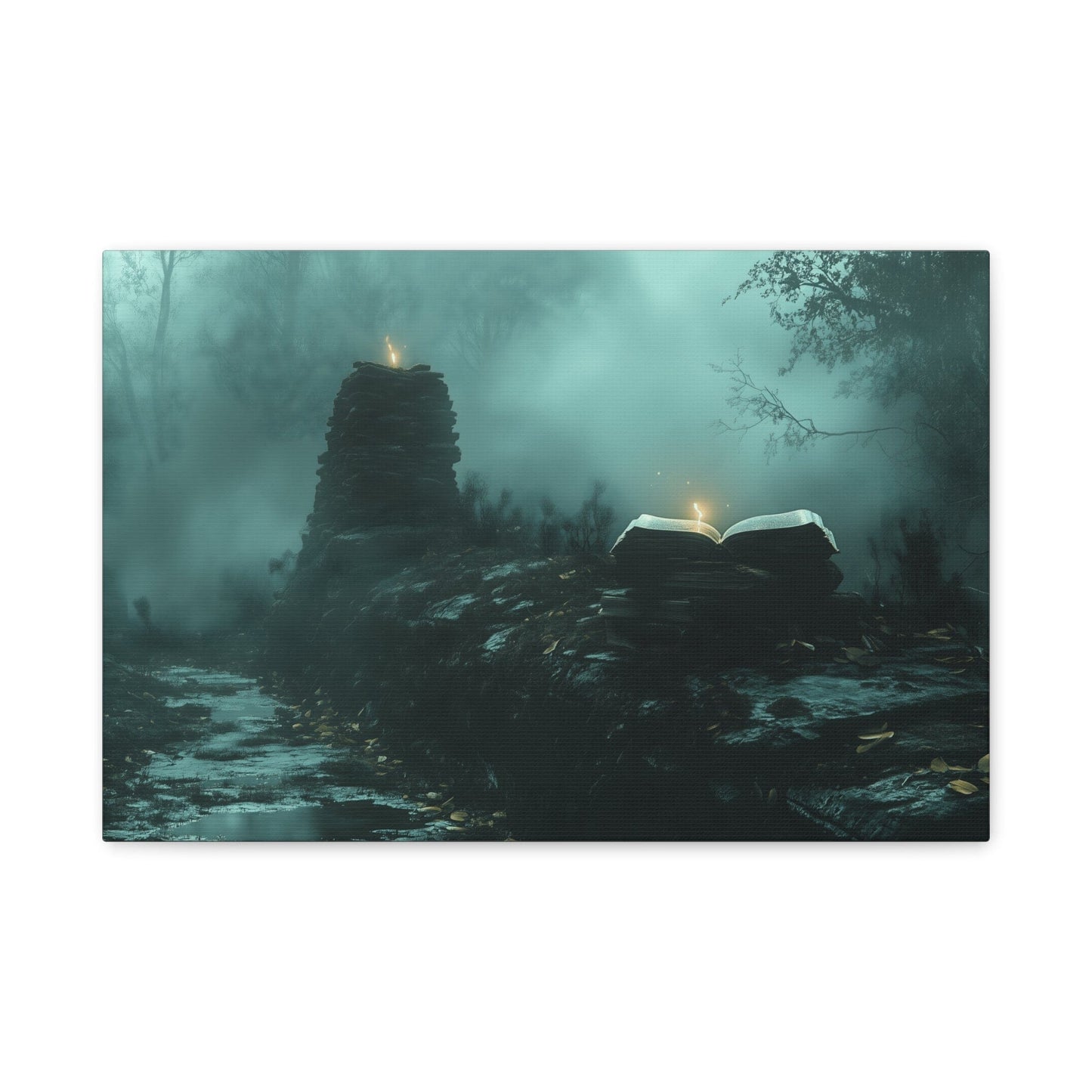 Mystical Book Canvas Art, Enigmatic Wall Decor, Fantasy Themed Home Decor, Gift for Book Lovers, Unique Art Piece, Wall Art for Halloween
