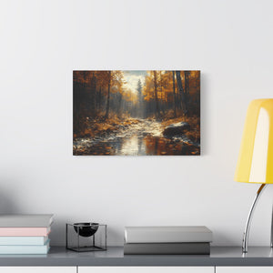 Autumn Landscape Canvas Wall Art, Cozy Fall Decor, Nature Print for Home, Rustic Living Room Artwork, Gift for Nature Lovers