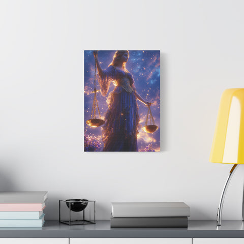 Elegant Justice-Themed Canvas Art Print, Inspirational Home Decor, Perfect Gift for Law Students, Libra Decor, Goddess of Justice Wall Art