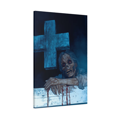 Macabre Zombie Wall Art Canvas, Horror Home Decor, Spooky Room Decoration, Unique Halloween Gift, Creepy Artwork for Living Room