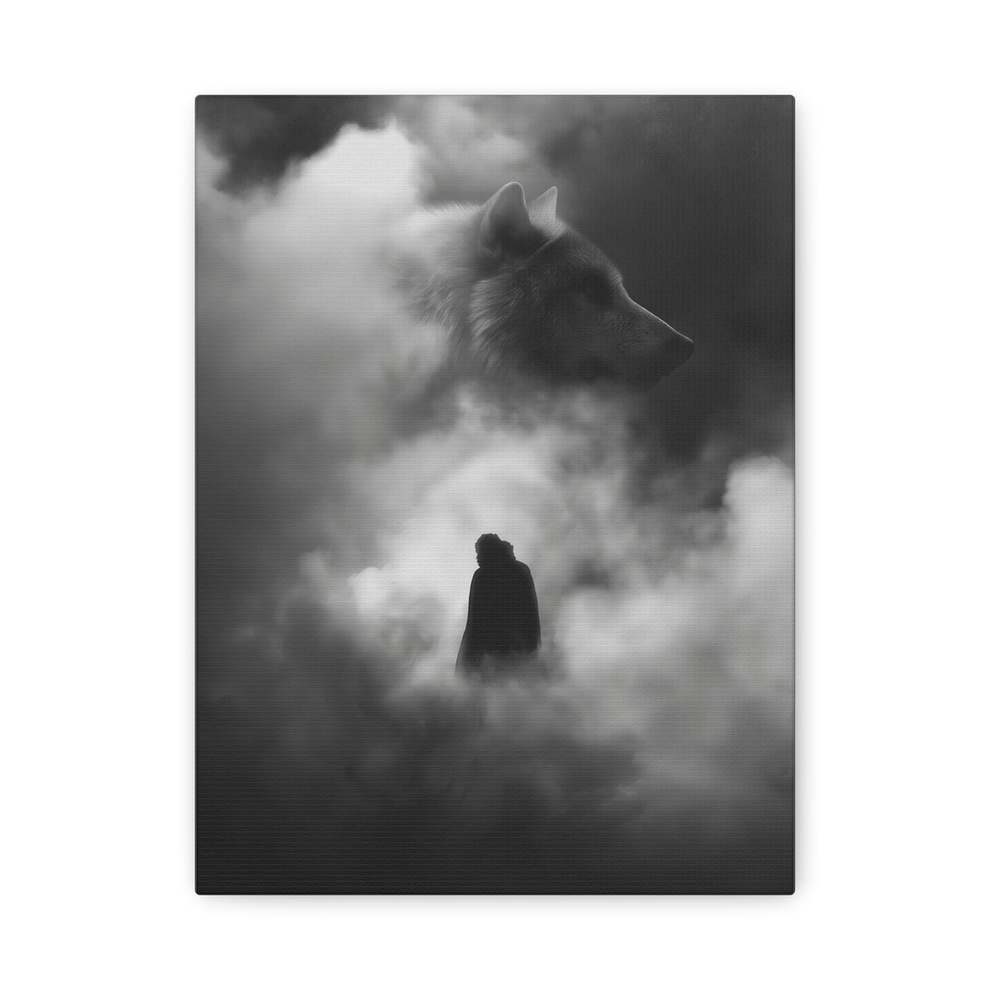 Black and White Wolf Canvas Art Print, Animal Wall Decor, Nature-Inspired Home Decor, Wilderness Art, Unique Gift Idea, Modern Aesthetic