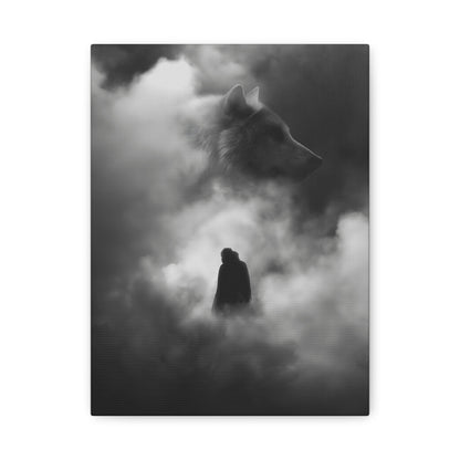 Black and White Wolf Canvas Art Print, Animal Wall Decor, Nature-Inspired Home Decor, Wilderness Art, Unique Gift Idea, Modern Aesthetic