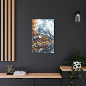 Serene Landscape Canvas Wall Art, Nature Decor, Fall Aesthetic Home Decor, Cozy Cabin Artwork, Mountain Scene Print
