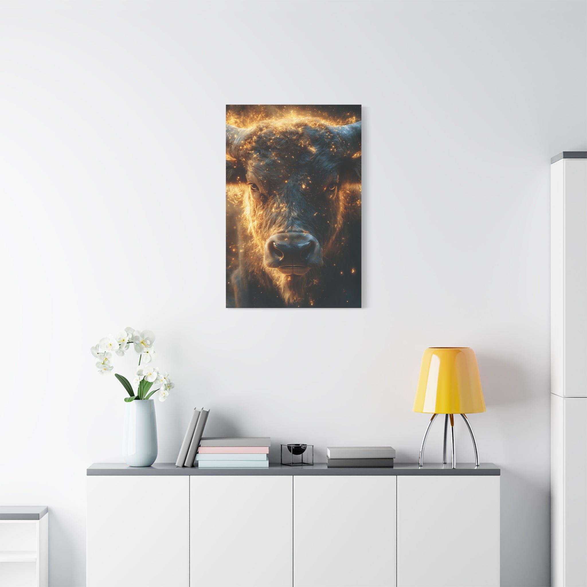 Stretched Canvas Wall Art, Bull Artwork for Home Decor, Rustic Farmhouse Style, Perfect Gift for Animal Lovers, Ideal for Living Room [...]