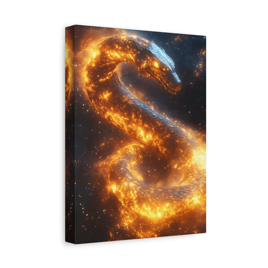 Canvas Wall Art: Fiery Serpent Design, Home Decor, Unique Gift, Fantasy Art, Living Room Wall Decor, Dragon Artwork
