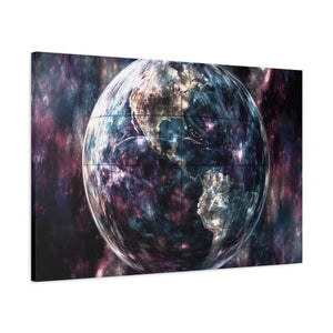 Stretched Canvas Wall Art, Cosmic Earth Design, Home Decor, Modern Art, Gift for Space Lovers, Galaxy Artwork