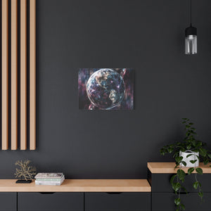 Stretched Canvas Wall Art, Cosmic Earth Design, Home Decor, Modern Art, Gift for Space Lovers, Galaxy Artwork