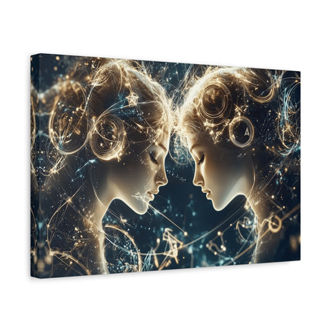 Celestial Gemini Canvas Print, Cosmic Art, Home Decor, Gift for Her, Astrology Wall Art, Unique Artwork, Gallery Wall