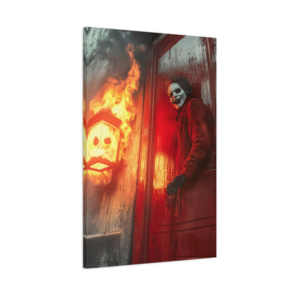 Halloween Horror Art Print, Spooky Home Decor, Creepy Wall Art, Unique Gift for Haunted House Lovers, Matte Canvas Artwork