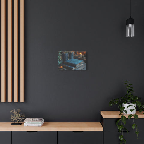 Mystical Book Canvas Art, Enchanted Decor, Gothic Wall Art, Dark Academia Home Decor, Candlelight Aesthetic