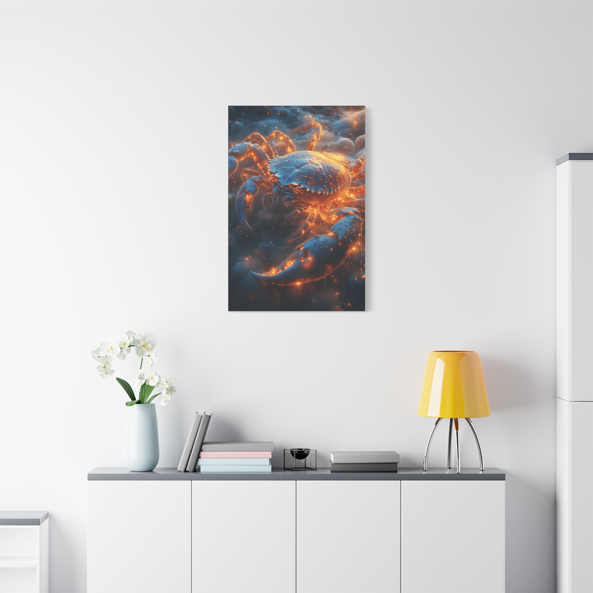 Glowing Crab Art Canvas, Ocean Decor, Coastal Wall Art, Nautical Gift, Unique Home Decoration, Crab Lover's Wall Art