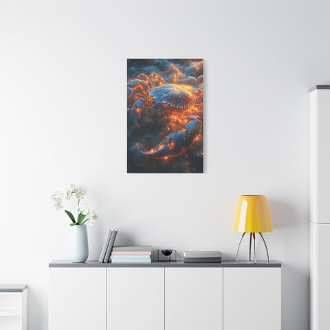 Glowing Crab Art Canvas, Ocean Decor, Coastal Wall Art, Nautical Gift, Unique Home Decoration, Crab Lover's Wall Art
