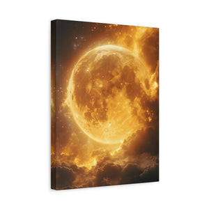 Golden Moon Canvas Wall Art, Celestial Décor for Dreamy Spaces, Perfect for Home, Gift Ideas, Wall Decorations, Astrophotography