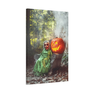 Spooky Halloween Canvas Art, Halloween Decor, Wall Art, Frightening Artwork, Fall Decorations, Pumpkin Queen
