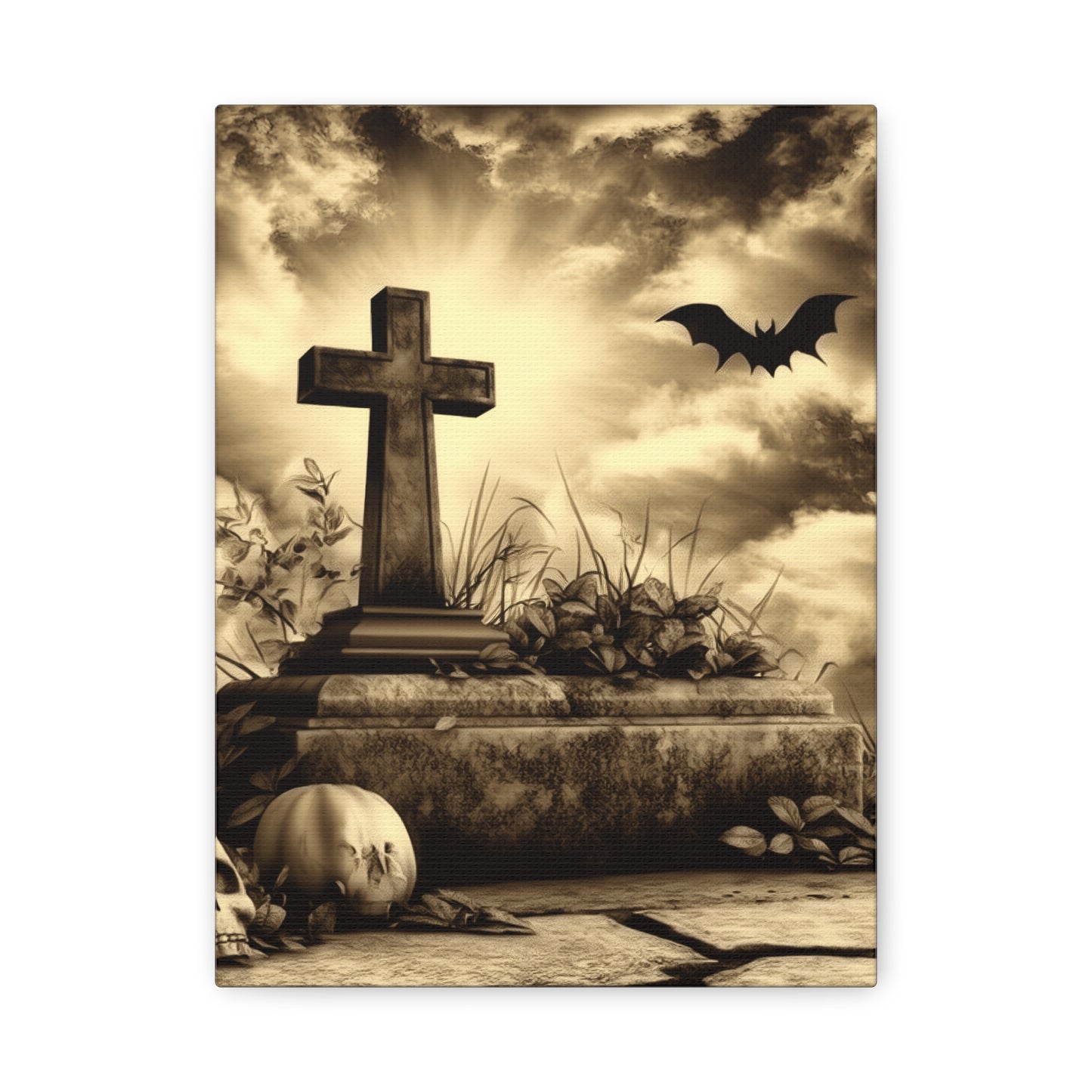 Gothic Halloween Wall Art, Perfect for Home Decor, Spooky Aesthetic, Graveyard Scene, Autumn Decor, Haunted House