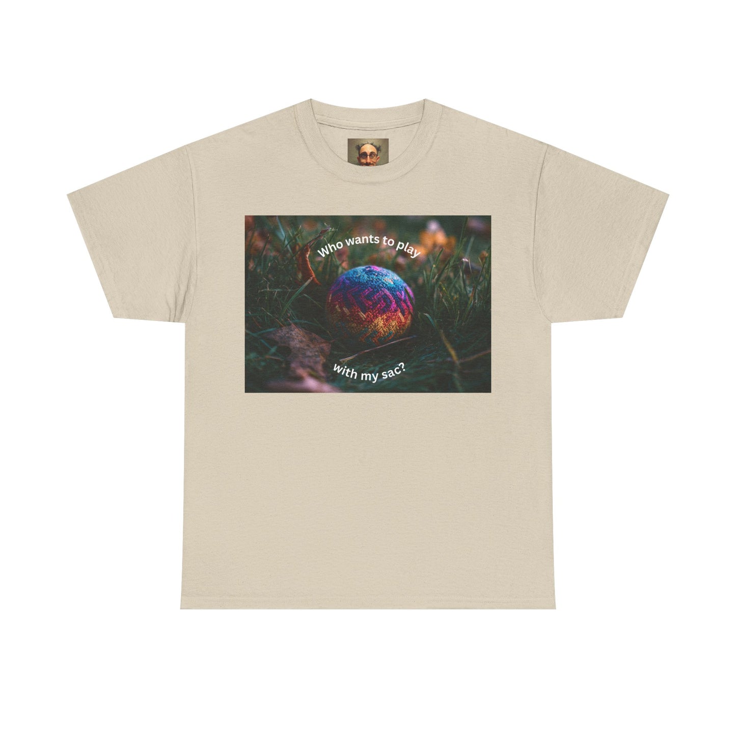 Playful Unisex Heavy Cotton Tee featuring humorous hacky sack graphic, perfect for casual wear.