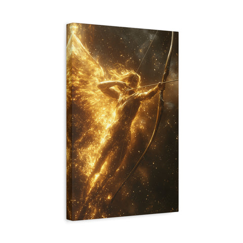 Golden Archer Canvas Print, Celestial Wall Art, Inspirational Home Decor, Rustic Gift, Fantasy Artwork