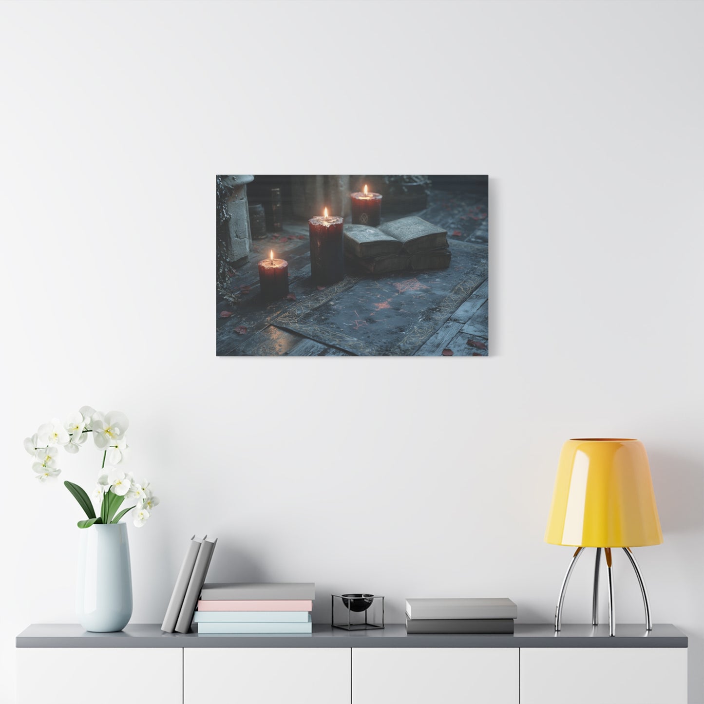 Mystical Candlelit Canvas Art, Gothic Home Decor, Witchy Wall Art, Dark Aesthetic Print, Spiritual Living Room Artwork