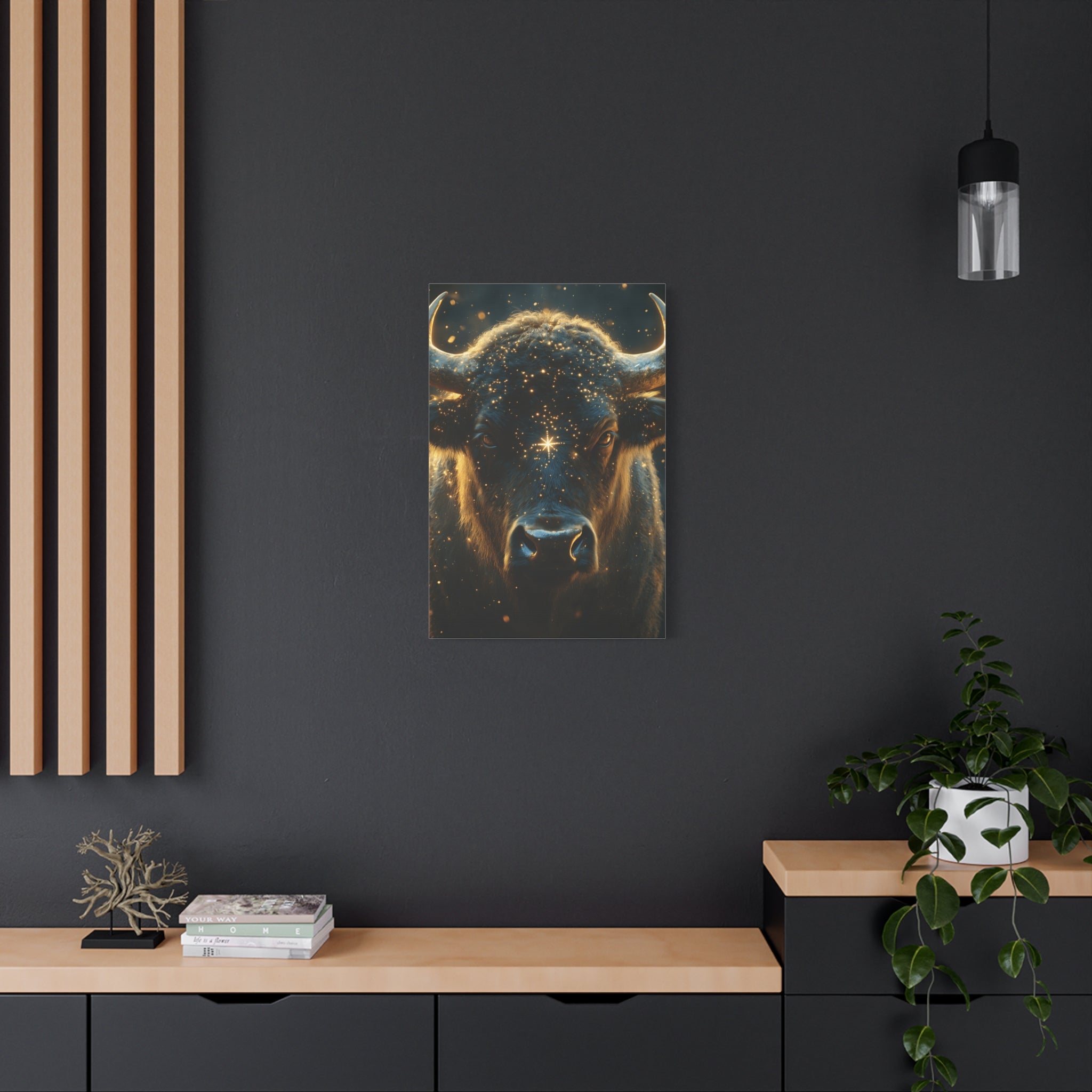 Cosmic Bull Canvas Art, Wall Décor, Home Office Artwork, Unique Gift, Rustic Vibe, Animal Lover Decor
