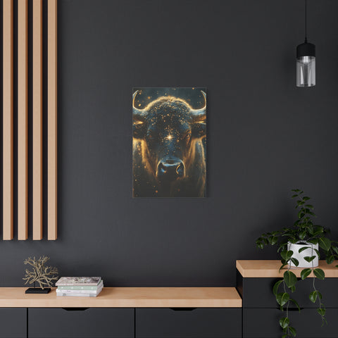 Cosmic Bull Canvas Art, Wall Décor, Home Office Artwork, Unique Gift, Rustic Vibe, Animal Lover Decor