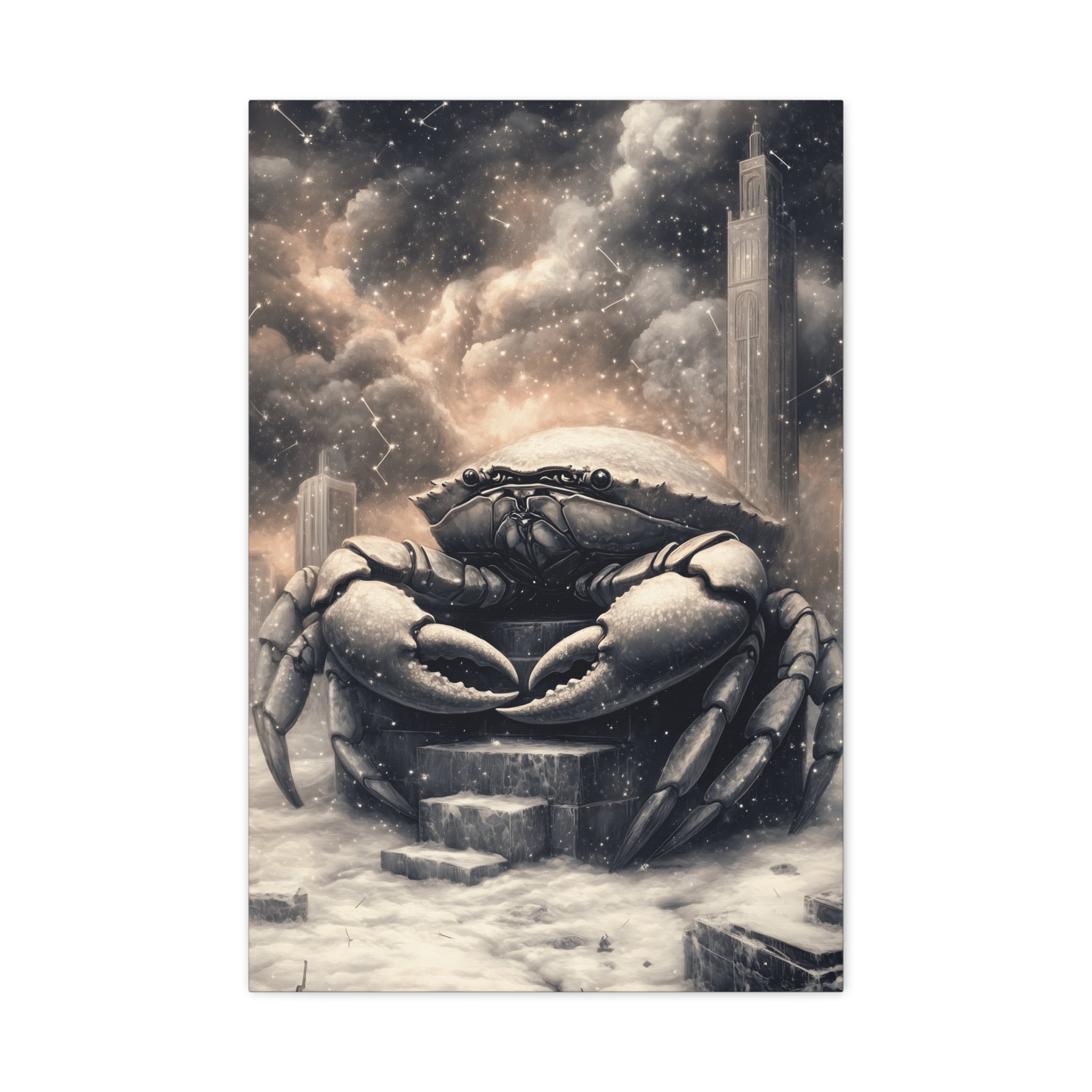 Intricate Crab Art Canvas Print, Coastal Decor, Ocean Lover Gift, Modern Wall Art, Nautical Home Accent